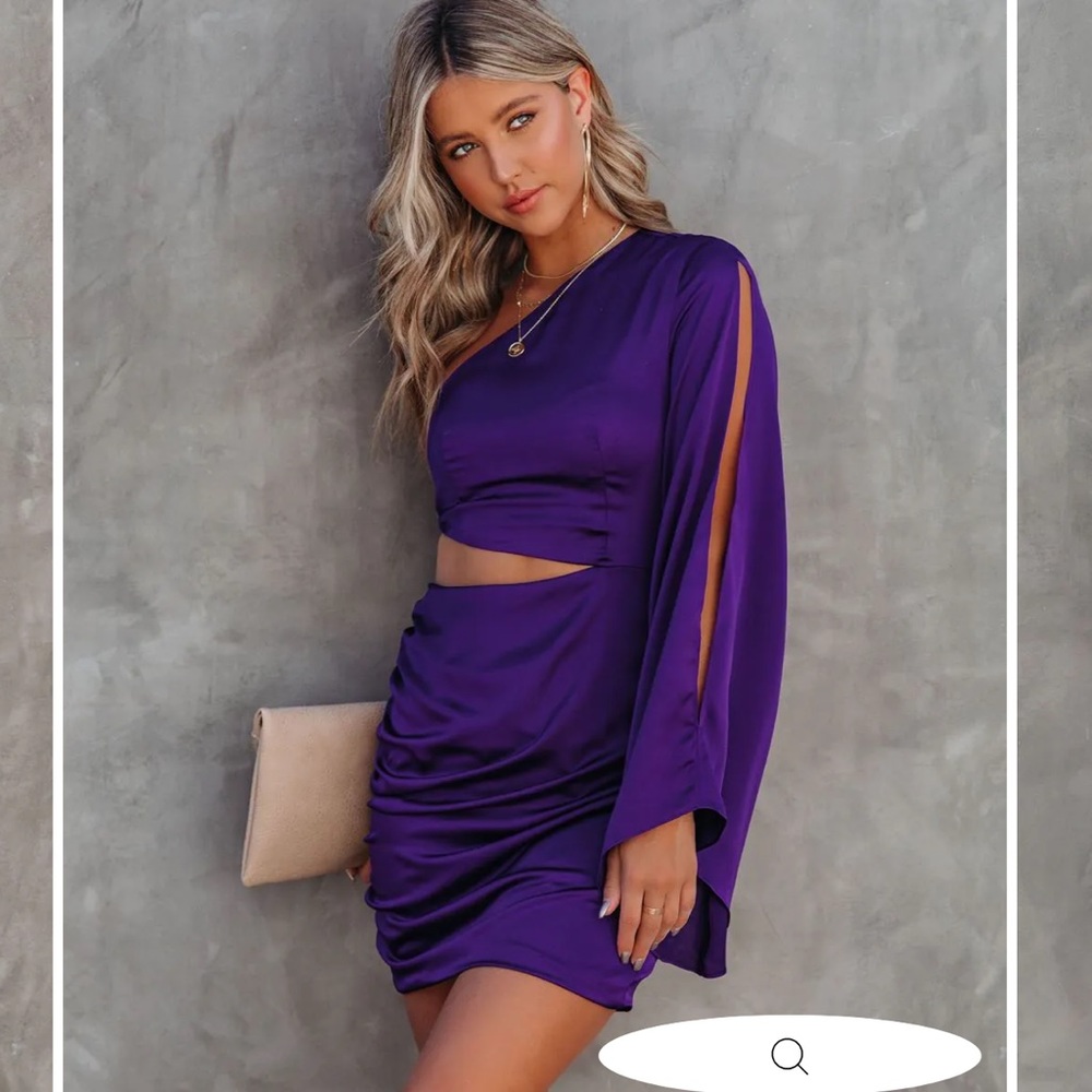 Purple One-Shoulder Cutout Mini Dress